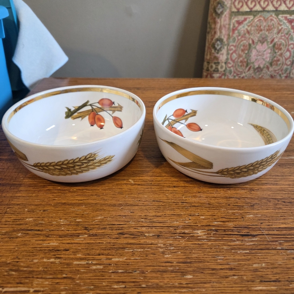 Royal Worcester Evesham Gold Salad/Cereal Bowls - Set Of 2